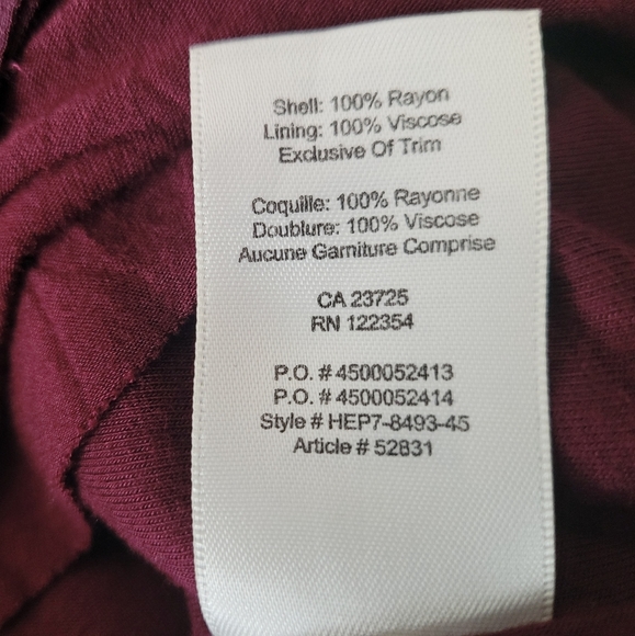 ARITZIA Wilfred Free Burgundy Short Sleeve Loned Crepe Dress - Picture 11 of 14